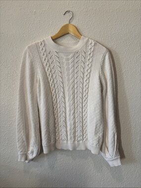 Classic Cable Knit Women's Sweater - white